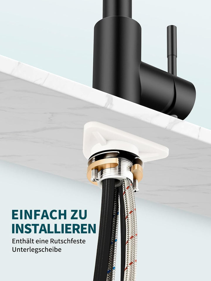Wasserhahn Küche, Ausziehbare Küchenarmatur mit Sprühbrause aus Edelstahl und 2 Sprühfunktionen, 360