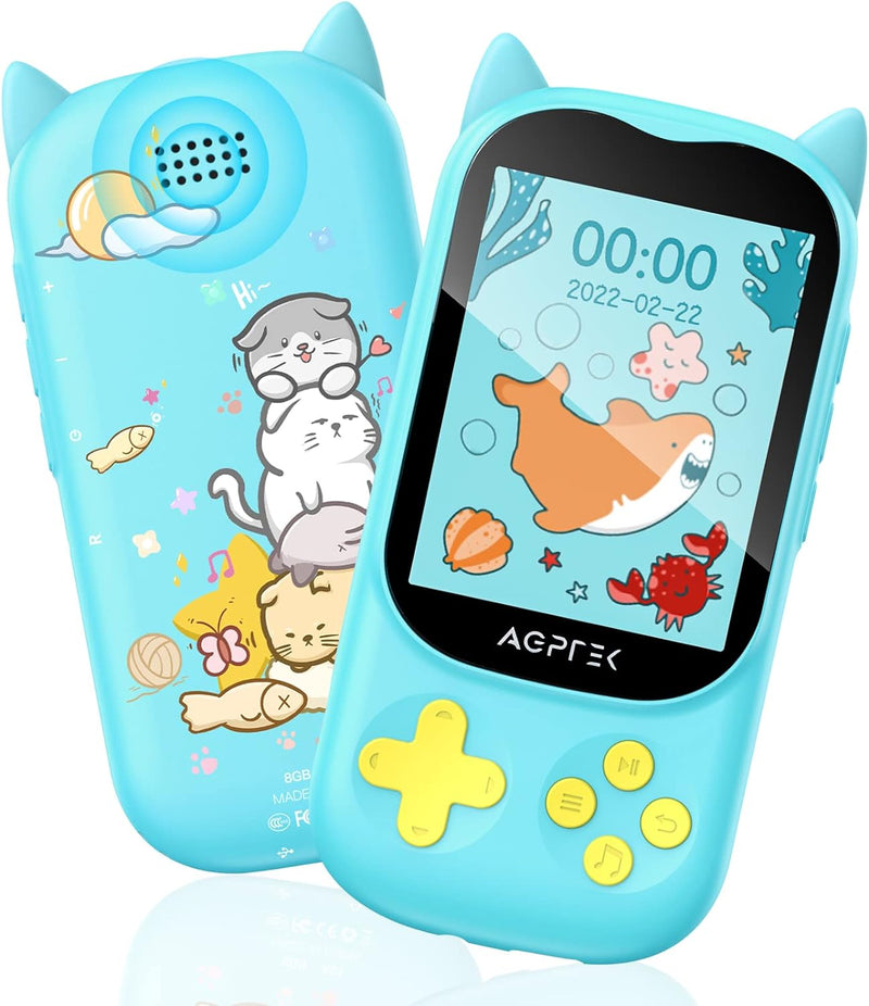 AGPTEK 8 GB MP3 Player für Kinder mit Bluetooth 5.3, Katzendesign MP3-Player mit Spieltaste,HD-Lauts