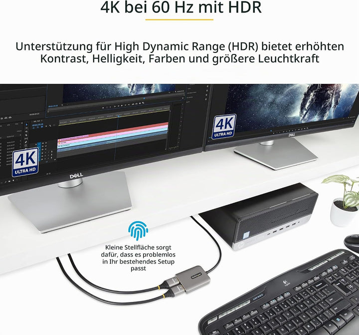 StarTech.com Displayport MST Hub auf Dual HDMI 4K 60Hz - DP 1.4 Multi Monitor Adapter/Multi Stream T