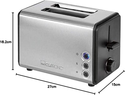Clatronic TA 3620 Toaster, Edelstahlgehäuse, abnehmbarer Brötchenaufsatz, Auftau-/Aufwärm-/Schnellst