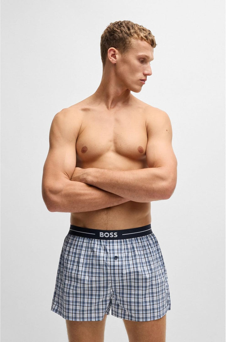 BOSS Herren Boxershorts, 2er Pack S New - Open Blue471, S New - Open Blue471
