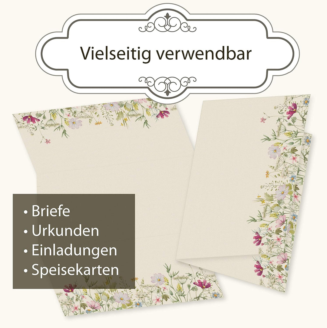 Wildblumen Briefpapier 500 Blatt Papier DIN A4 beidseitig floral Natur nachhaltig für Frauen Schreib