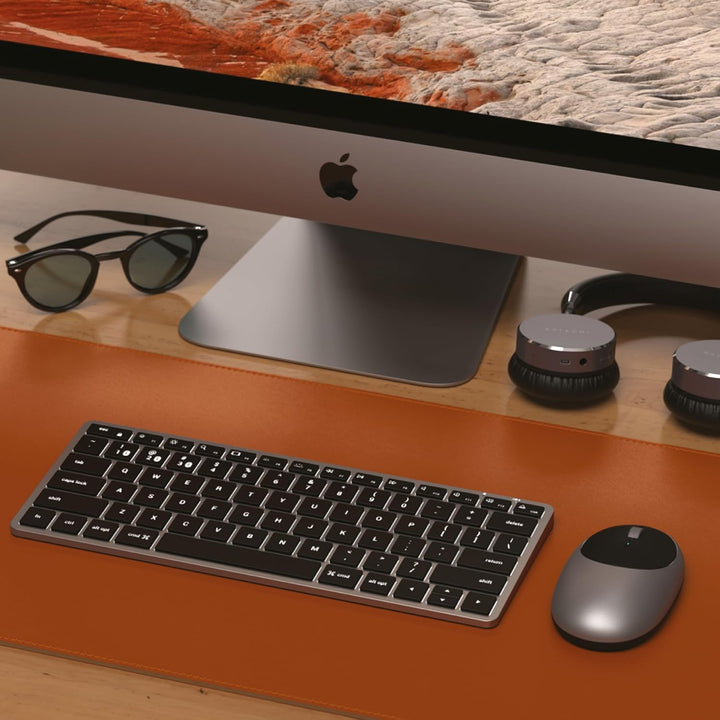 SATECHI Slim X1 Bluetooth Tastatur, 𝗤𝗪𝗘𝗥𝗧𝗬-𝗟𝗮𝘆𝗼𝘂𝘁, Hintergrundbeleuchtung, kompatibel mit vielen Ger