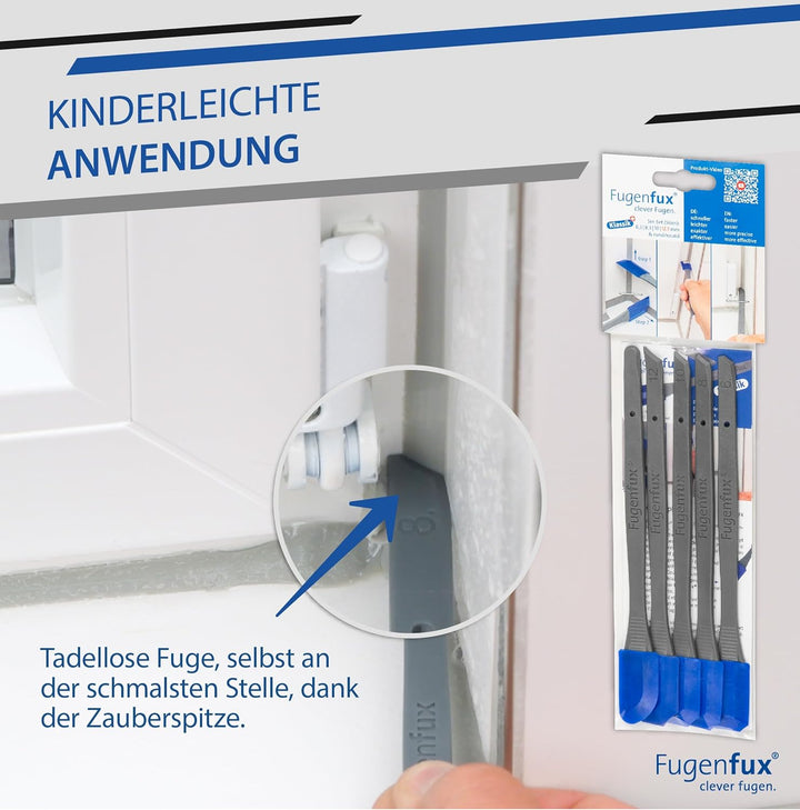 KLASSIK (PLUS) FUGENFUX® 5er Set – Fugenglätter | Fugenabzieher mit Revolutionärer Zauber-Spitze für