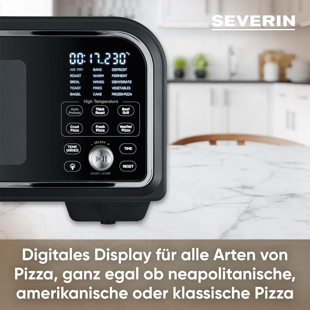 SEVERIN SERICO Digitaler Pizzaofen, elektronischer Pizzabackofen mit Digital-Display & Safe-Touch Ge