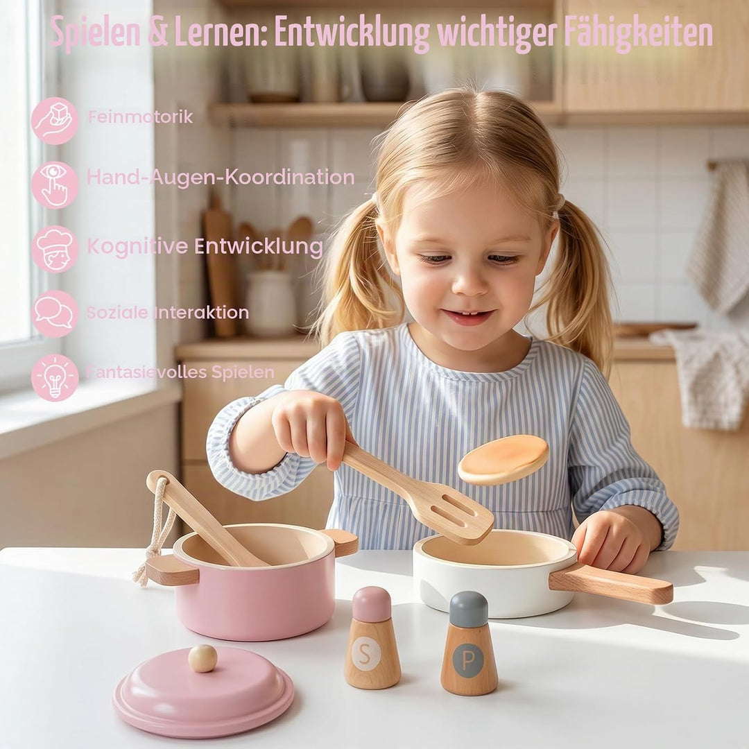 Kinderküche Zubehör, Realistisches Design, Sicher und Zuverlässig, Spielzeug Küchenzubehör, Topfset