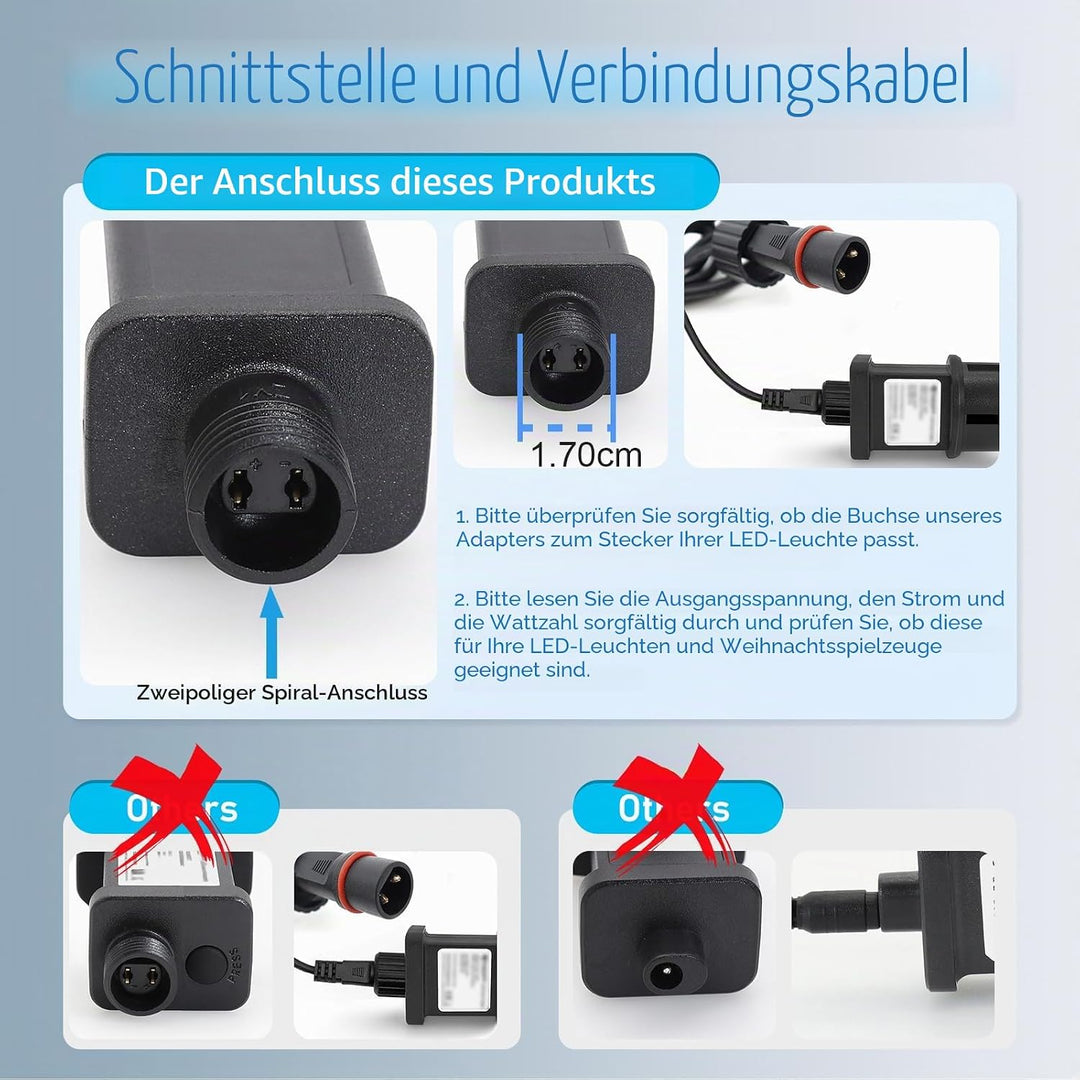 12 V 12 W LED-Transformator CZJUTAI IP44 Stromversorgung für Weihnachtsbeleuchtung mit Stecker – EU-