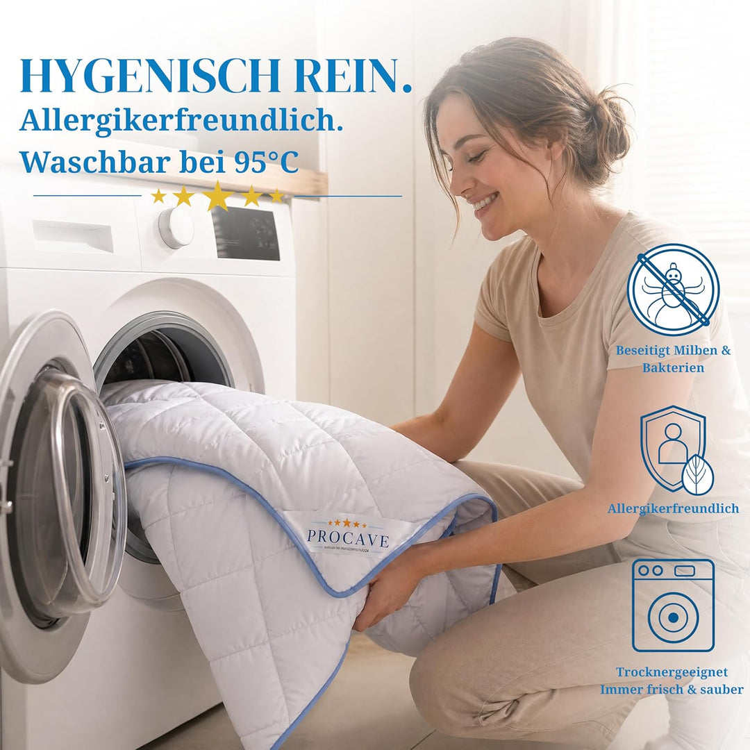 PROCAVE | TopCool Qualitäts-Bettdecke für das ganze Jahr | Entspannt schlafen - absorbiert Körperfeu