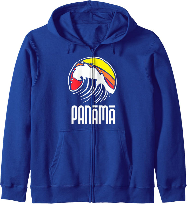 Panama Vintage 80s Retro Surfing Beach Wave Graphic Kapuzenjacke