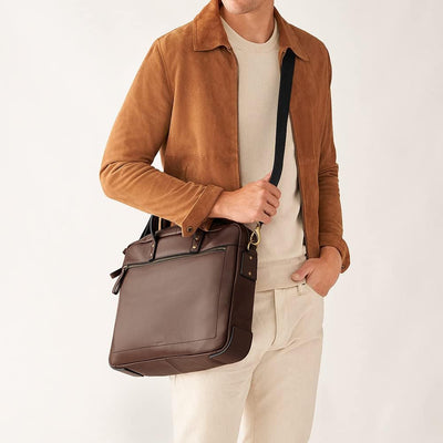 Fossil Herren Haskell Workbag Dark Brown, Dark Brown