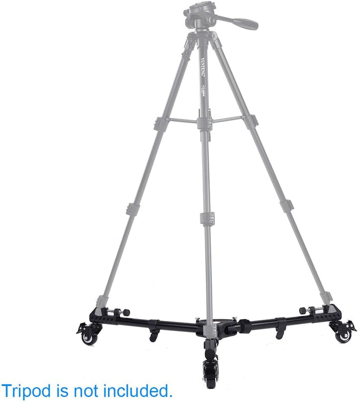 RGBS Photography Professional Heavy Duty Universal Folding Tripod Dolly with Rubber Wheels and Adjus