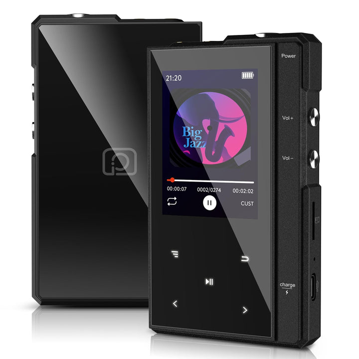 MP3 Player Bluetooth 5.0 mit Lautsprecher, Super Akkulaufzeit Bis zu 90 Stunden, 2,4'' IPS Bildschir