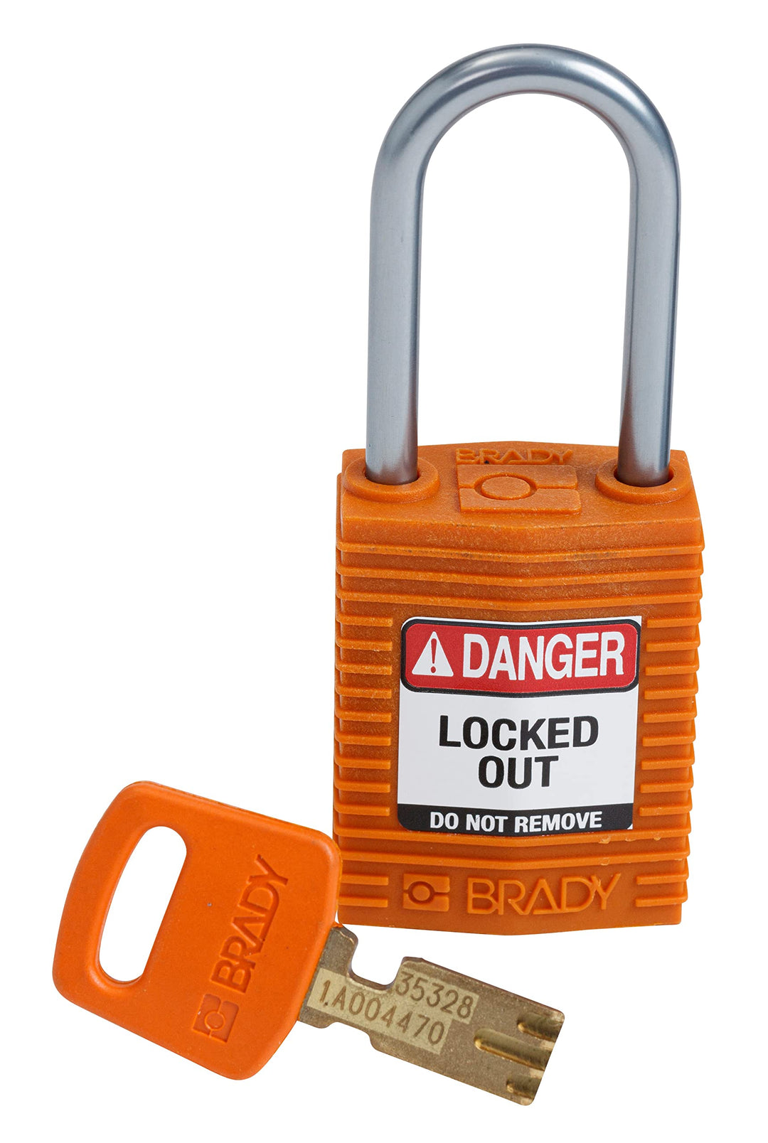Brady (CPT-ORG-38AL-KD) SafeKey Nylon Lockout-Vorhängeschloss - kompakt Mit Aluminium Bügel 38.00 mm