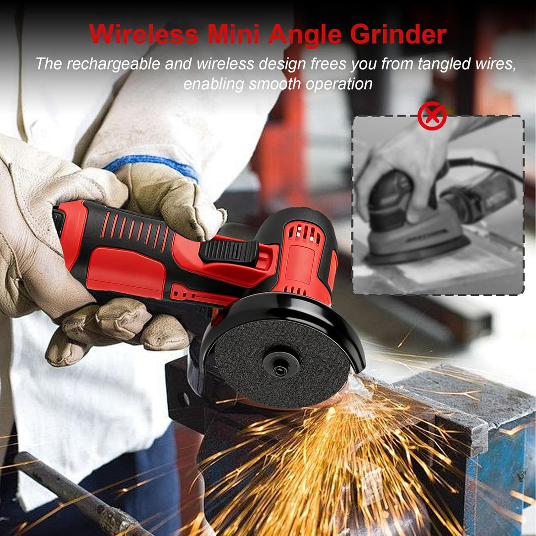 Mini Winkelschleifer, Mini Winkelschleifer mit 2x1200mAh Akkus, Professional Akku Winkelschleifer Se