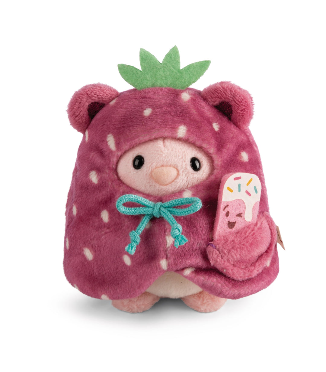 NICI Kuscheltier Hase Pibu 8cm mit Softeis &amp; Erdbeerkostüm in Geschenkbox - rosa - Stofftier aus wei