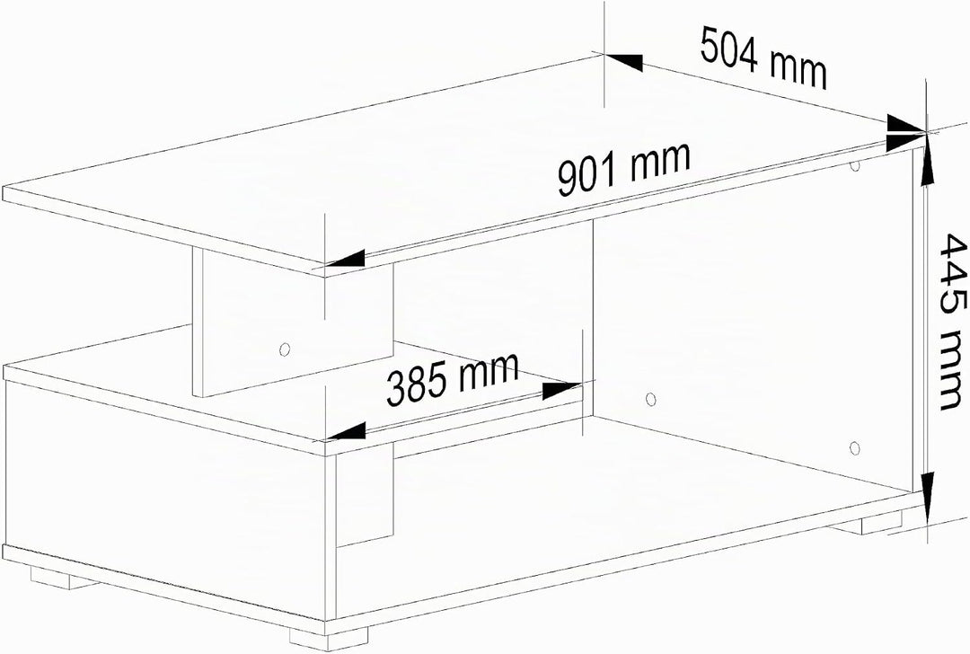 AKORD Couchtisch Holz | Pin 90 x 45 x 51 cm | Schrank für Wohnzimmer | Schlafzimmer Schrank | Minima