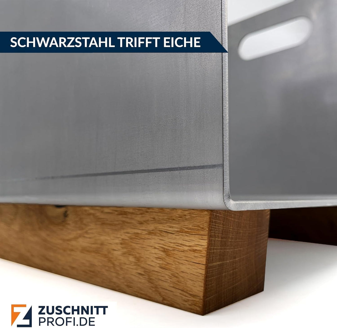Design Kaminholz Aufbewahrung aus Schwarzstahl (60 x 34 x 47 cm) – handgefertigter Kaminholzkorb mit