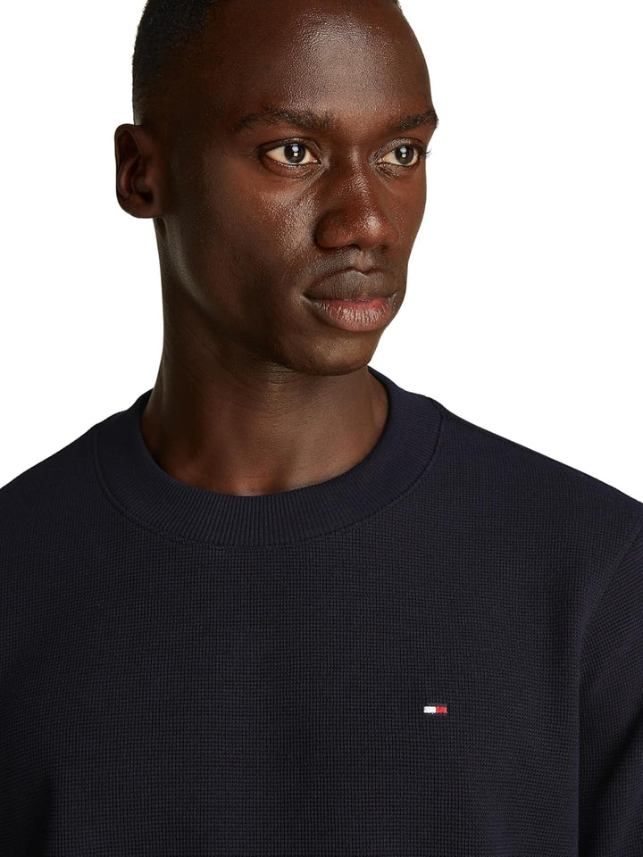 Tommy Hilfiger Herren Langarmshirt Textured Tee Basic, Blau (Desert Sky)