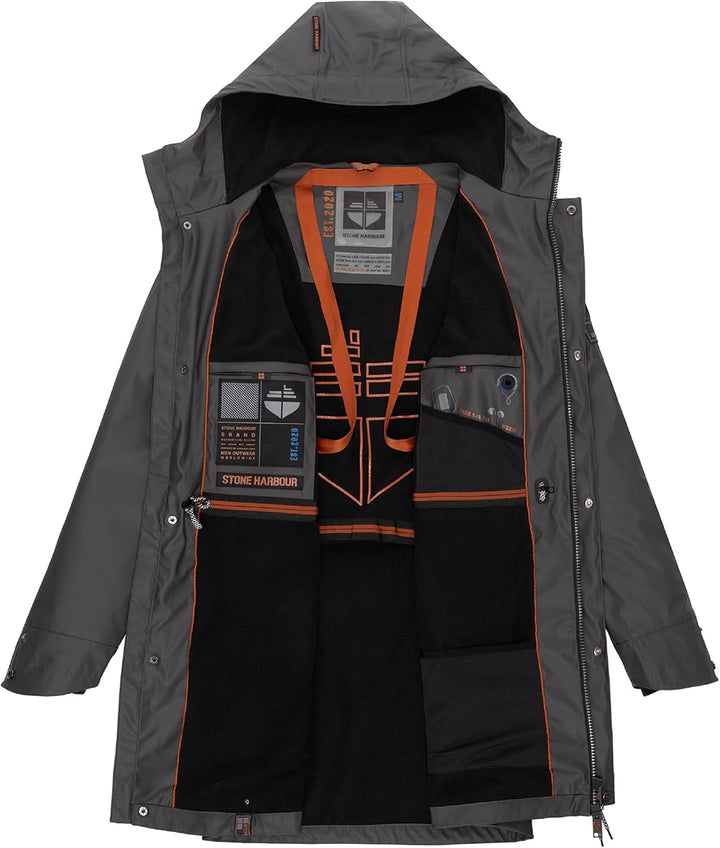 STONE HARBOUR Warmer Regenponcho gefütterter Regenmantel wasserdicht mit innenliegendem Tragegurt un