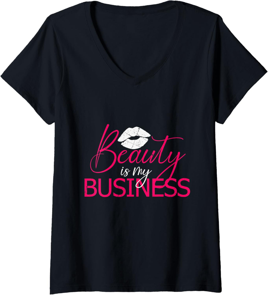 Damen Beauty Is My Business Make Up MUA Salon Kosmetikstudio T-Shirt mit V-Ausschnitt