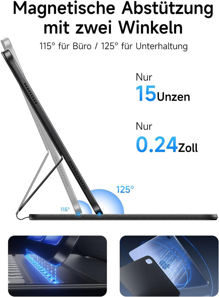 HOU Slim Bluetooth Tastatur Hülle für iPad 11. Gen 2025 (A16) & 10. Gen 2022 – Tastatur per iPad Auf