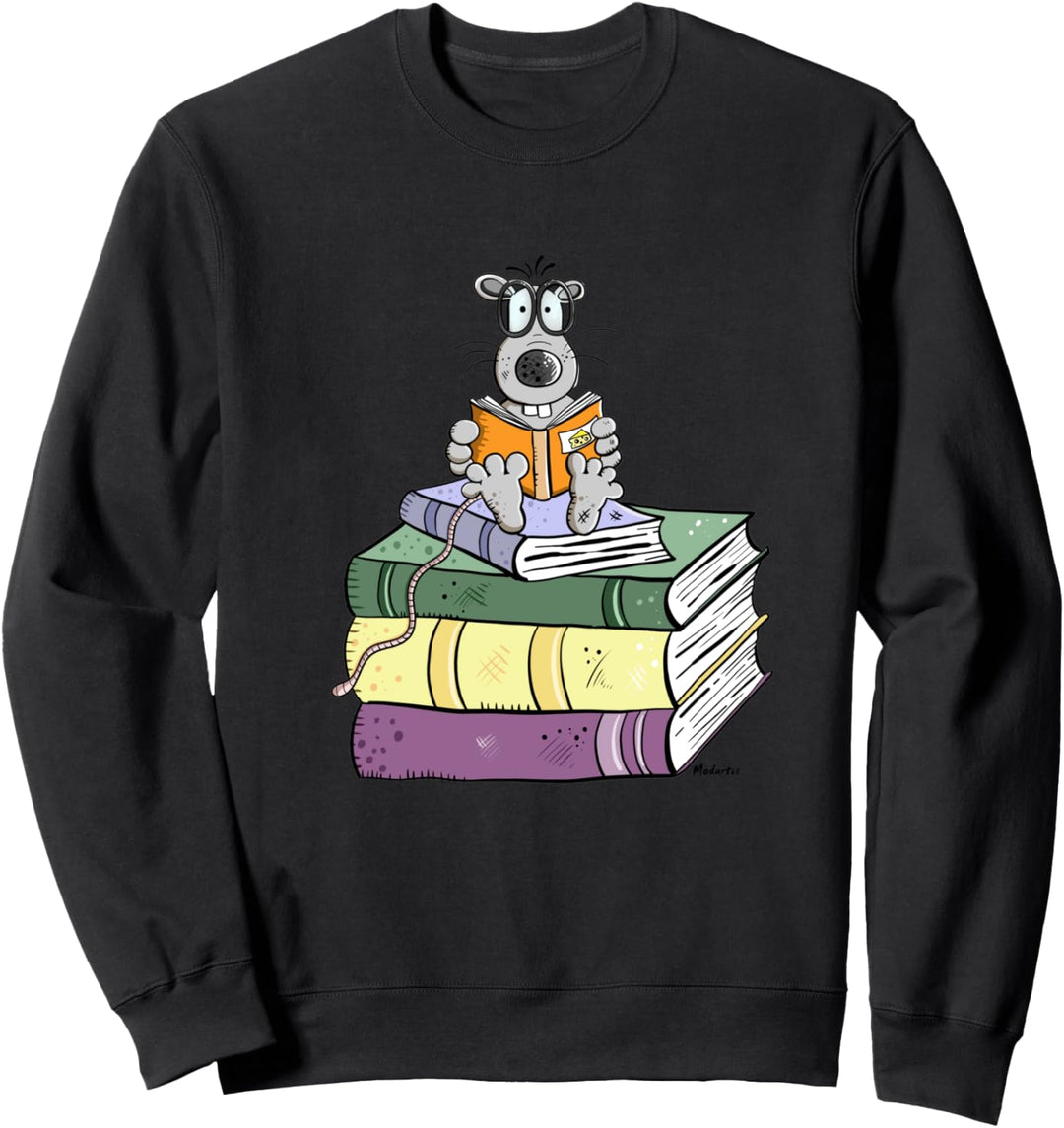 Leseratte I Ratte Mit Buch I Bücher lesen I Spruch Fun Art Sweatshirt