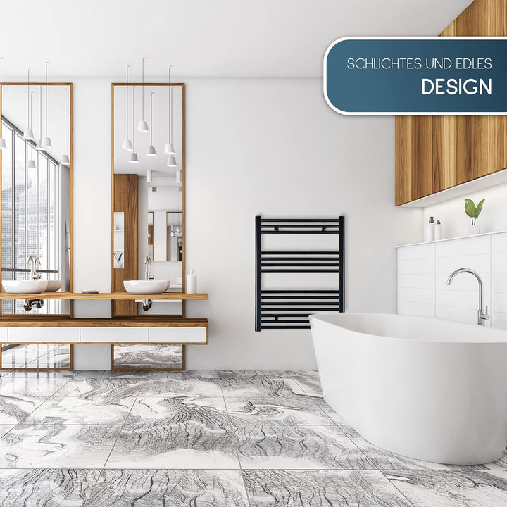 anapont elektrischer Badheizkörper 775hx600b - schwarz - mit Timer-Funktion - Handtuchheizkörper - B
