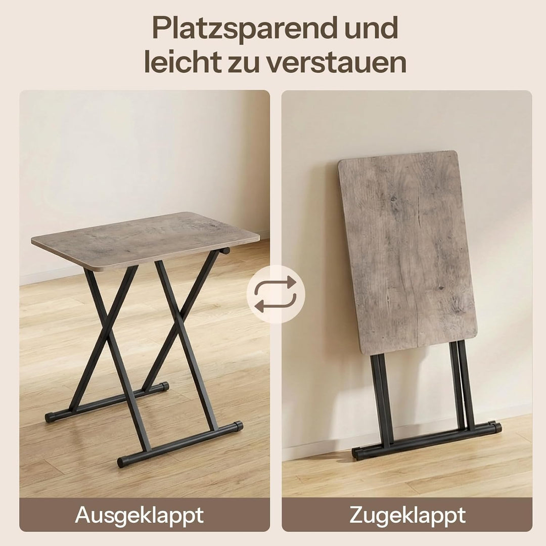 HOOBRO Beistelltisch Klappbar, Kleiner tabletttisch, verstellbare Höhe Klapptische, 60 x 40 x 60 cm,