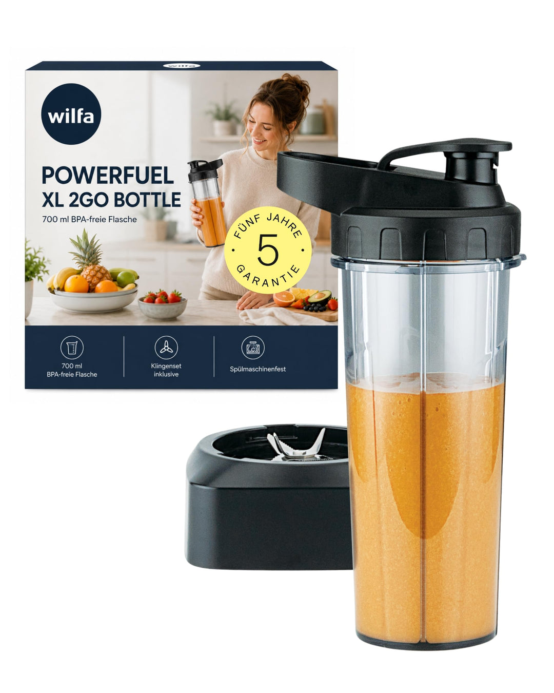 Wilfa XPLODE 2GO Trinkflasche für Mixer - Fassungsvermögen von 0,6 Liter, für alle XPLODE-Mixer, ros
