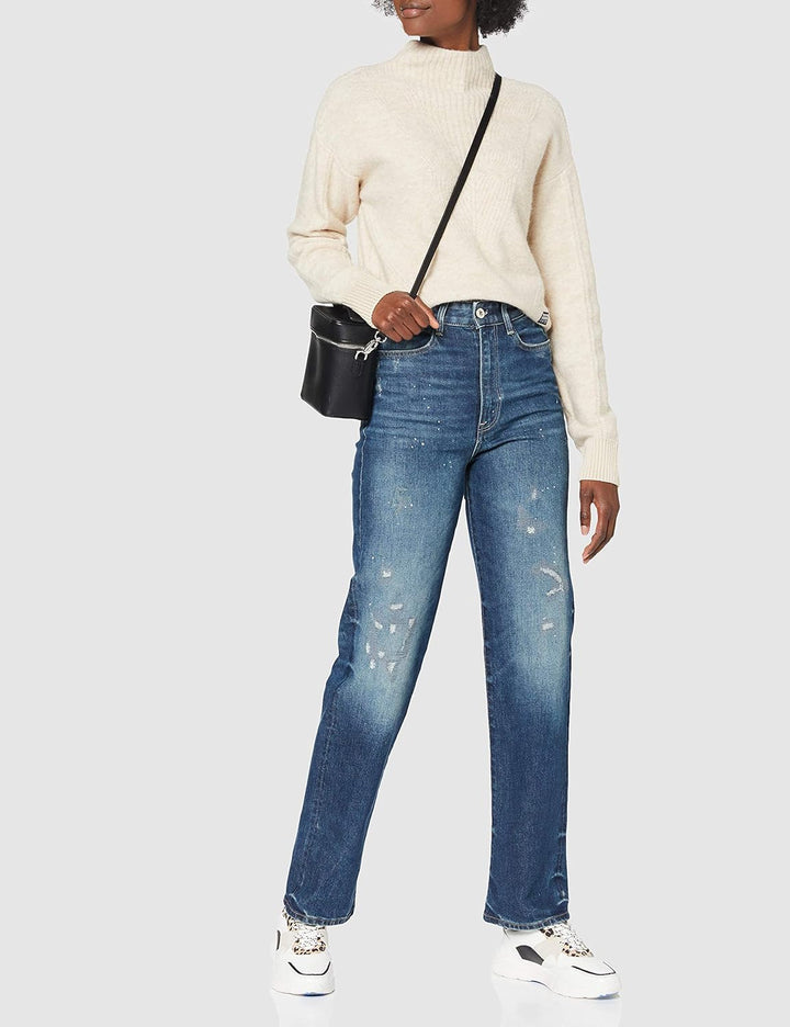 G-STAR RAW Damen Tedie Ultra High Waist Straight Jeans 24W / 32L Blau (Antic Faded Arsenic Blue Rest