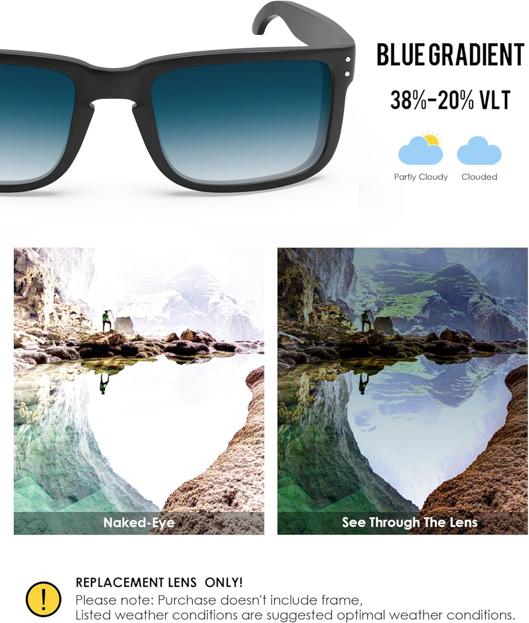 BlazerBuck Anti-salz Polarisierte Ersatzgläser für Oakley Holbrook OO9102 Einheitsgrösse Blauer Farb