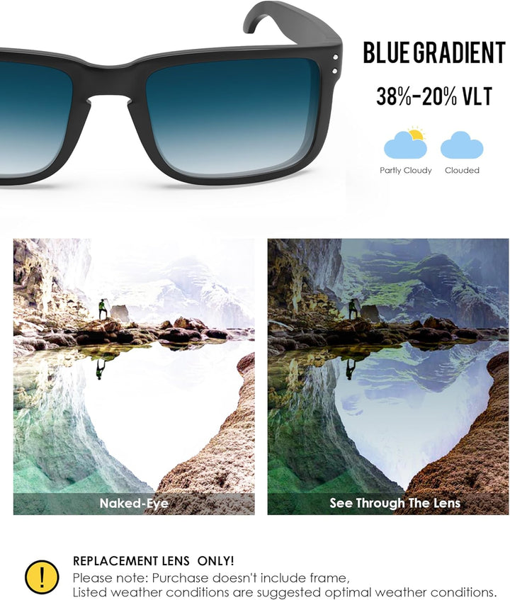 BlazerBuck Anti-salz Polarisierte Ersatzgläser für Oakley Holbrook OO9102 Einheitsgrösse Blauer Farb