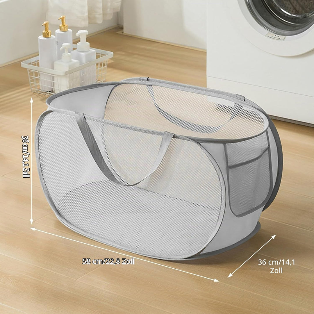 Pop-Up Wäschekorb, 3 Stück Faltbar 36 * 36 * 58cm, Klappbar Mit Henkel, Tragbar Aus Mesh, Für Badezi