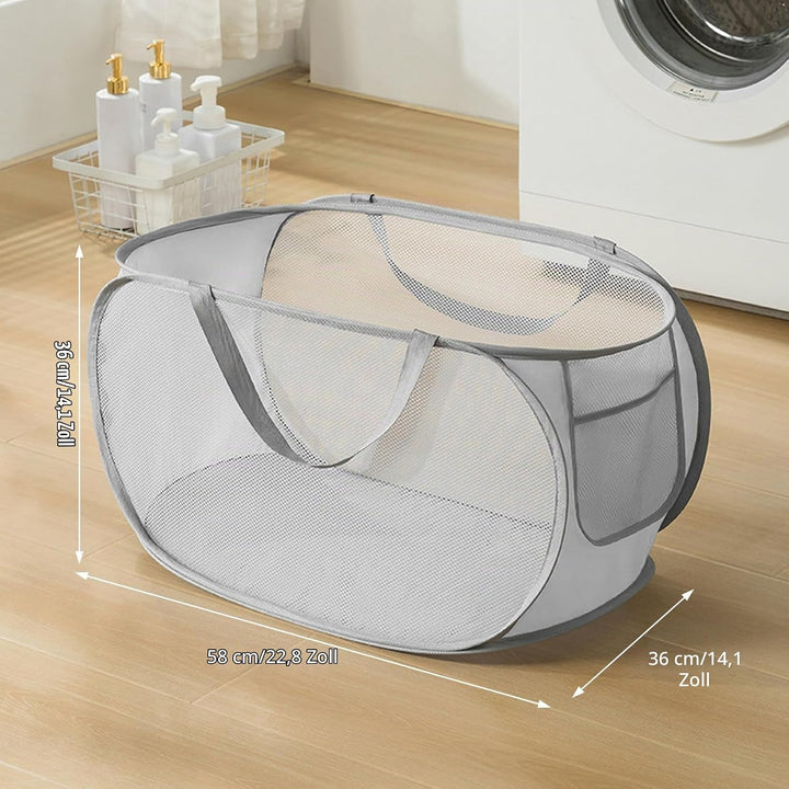 Pop-Up Wäschekorb, 3 Stück Faltbar 36 * 36 * 58cm, Klappbar Mit Henkel, Tragbar Aus Mesh, Für Badezi