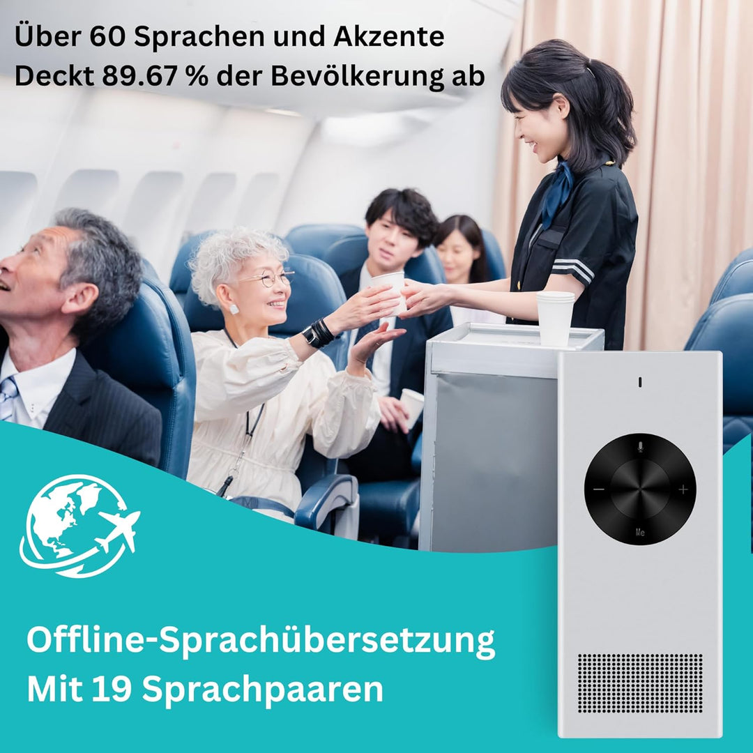 Enence Sofortübersetzer Original, Muama Übersetzer Zwei-Wege-Echtzeit-AI-Sofortübersetzer für 60+ Sp