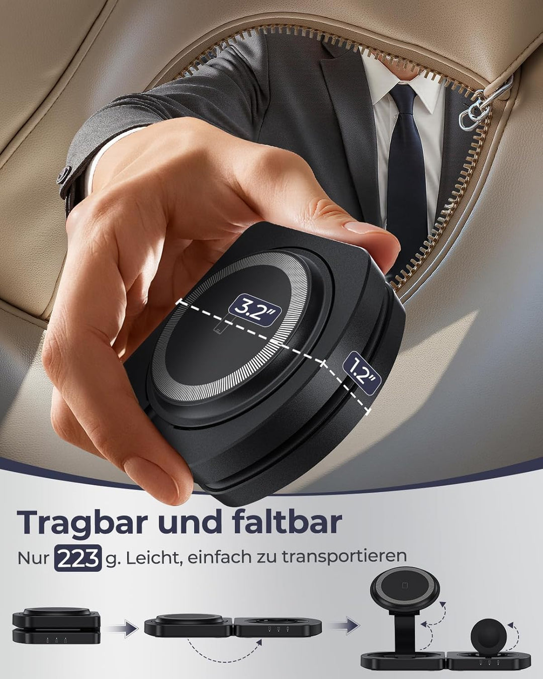 Induktive Ladestation für Apple, MagSafe-kompatible iPhone ladegerät für iPhone 17 Air/16/15/14/13/1