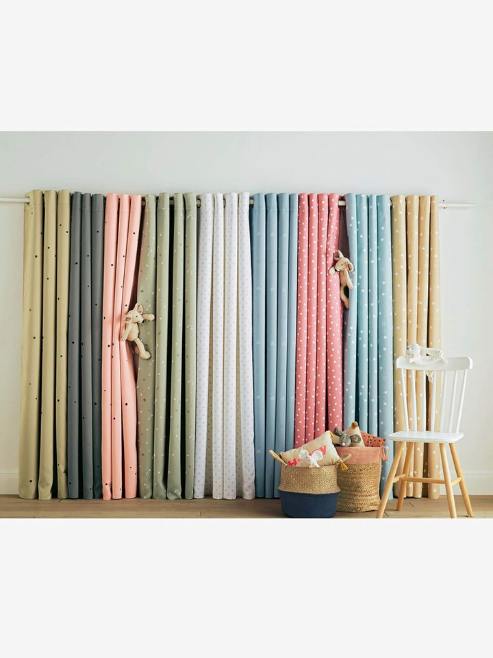 Vertbaudet Vorhang, blickdicht, Sterne, Baumwolle, blau, 135X260 138 Blau, 138 Blau