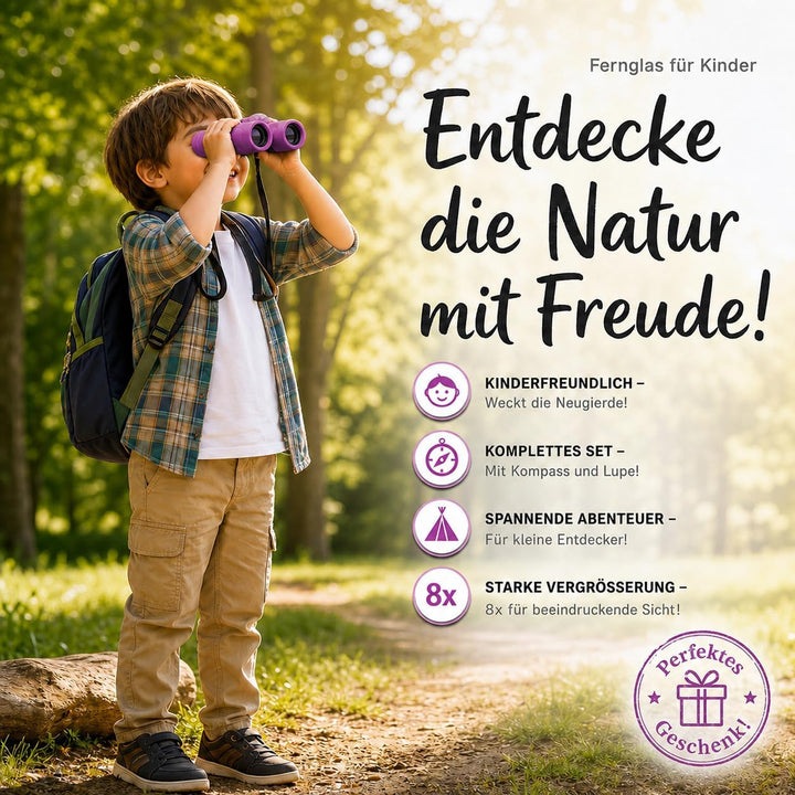 Fernglas für Kinder - Optimales Geschenk für kleine Jungen und Mädchen - Starke Vergrösserung 8X21 –