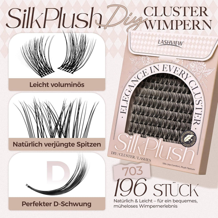 LASHVIEW Wimpern Extensions Kit, 196 Pieces Cluster Lashes, D Curl Volume Künstliche Wimpern mit Wim