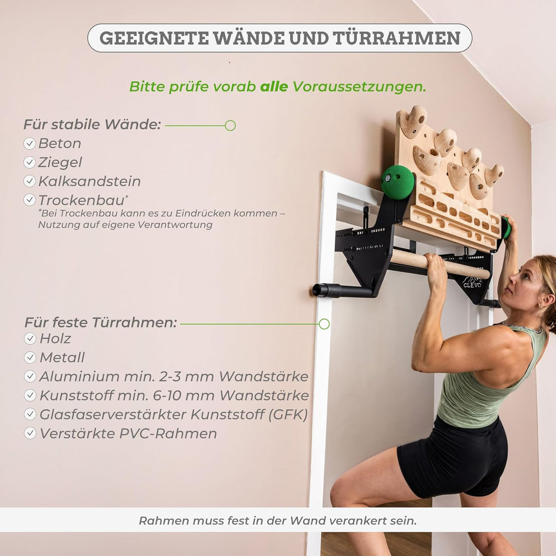 Clevo - Hangboard für Kletten und Bouldern - Climbing Trainingsboard Hangboard Klettern Aufhängung f