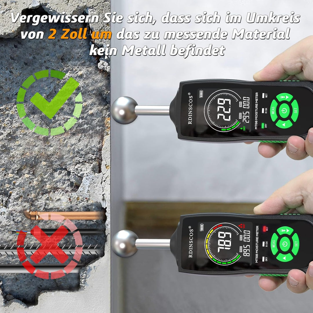 Feuchtigkeitsmessgerät Wand RDINSCOS Feuchtemessgerät Mauerwerk Feuchtigkeitsmesser Wand für Wände H