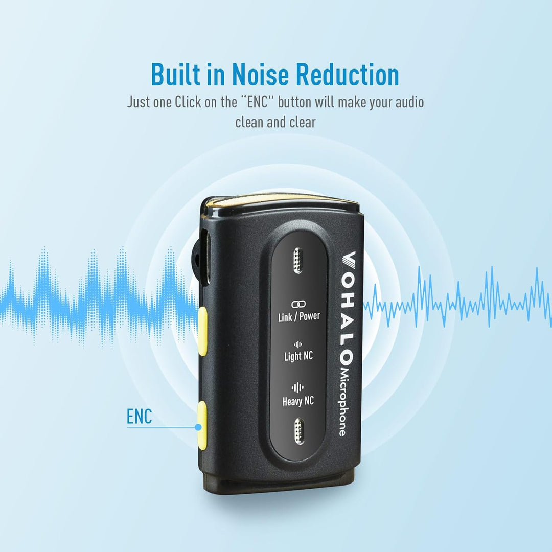 VOHALO Wireless Lavalier Mikrofon für iPhone iPad Android mit Ladekoffer 2.4G Dual 30 Stunden Spielz