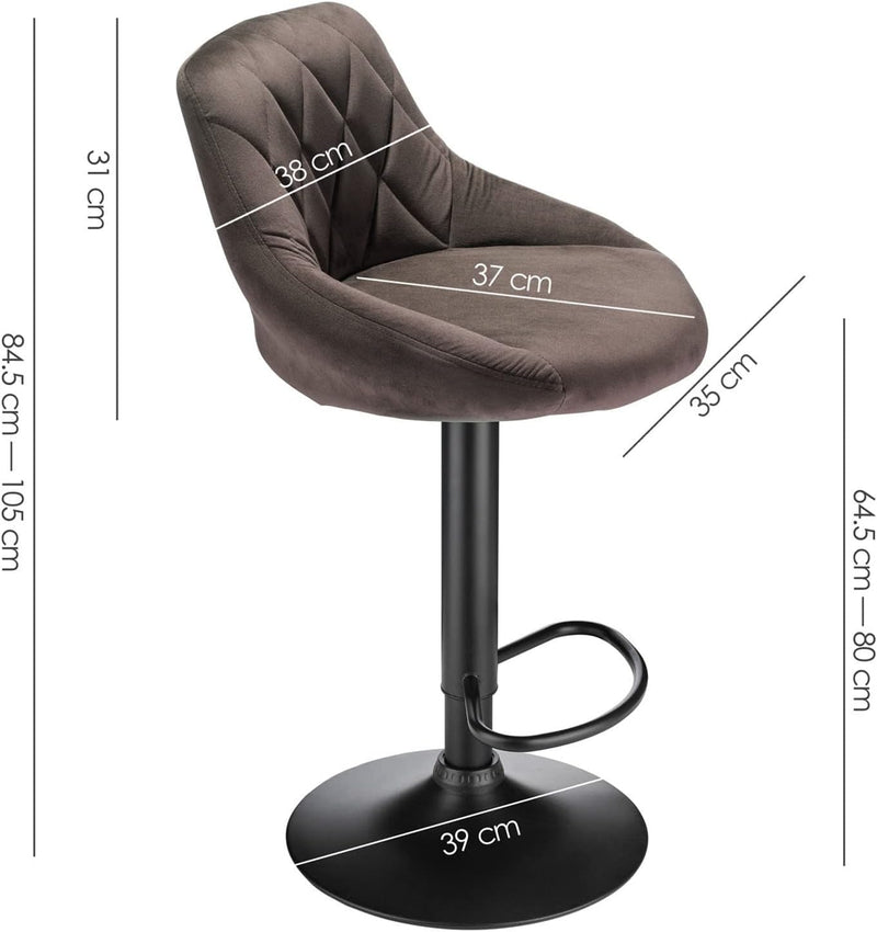 XUANYU 10er-Set Barhocker aus Samt Höhenverstellbare 63-83 cm Barstühle 360° Drehstuhl Küchenstühle