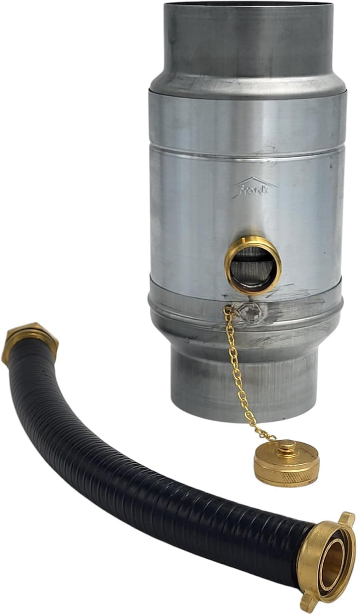 zbs24 Zink Regenwassersammler 80mm Set 1, Wassersammler mit automatischer Füllstop, mit Schlauchverb