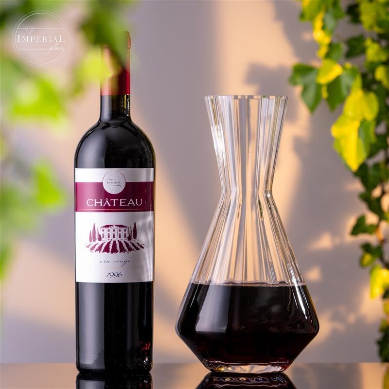 Weindekanter 1200ml – handgefertigte Karaffe aus Crystalline Glas mit gewellter Optik – Rotweinkaraf