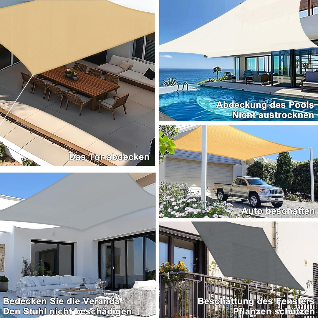 SUNNY GUARD Sonnensegel Rechteckig 2.5x3m Sonnenschutz Atmungsaktiv HDPE UV Schutz für Balkon Terras