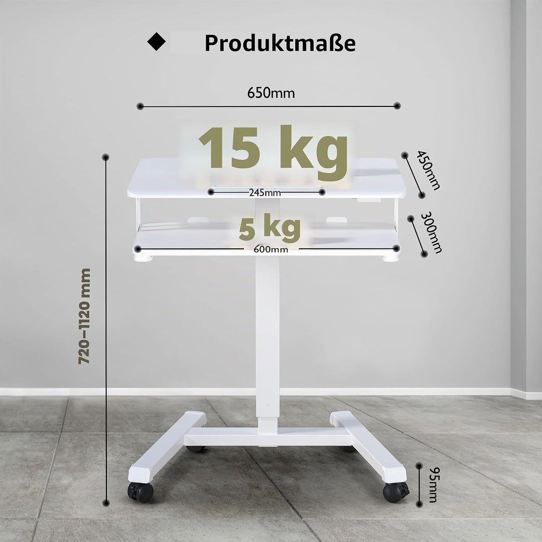 BONTEC Schreibtisch Höhenverstellbar mit Tastaturablage, mobiles Podium, Computer-Workstation bis zu