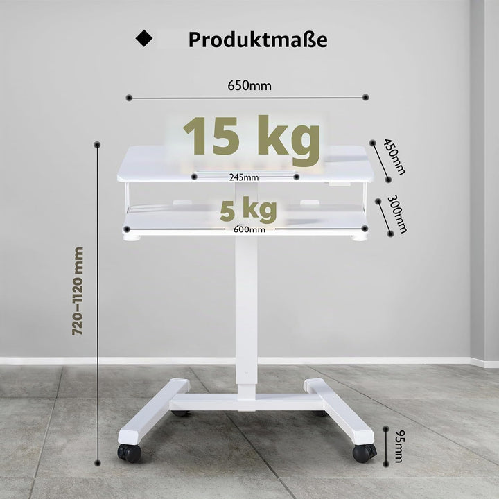 BONTEC Schreibtisch Höhenverstellbar mit Tastaturablage, mobiles Podium, Computer-Workstation bis zu