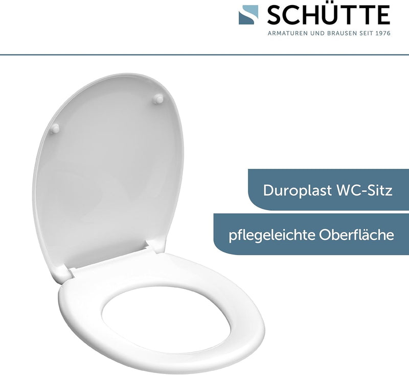 SCHÜTTE WC-Sitz ohne Absenkautomatik | Klodeckel mit Metallscharnieren | Kratzfestes Duroplast | Toi