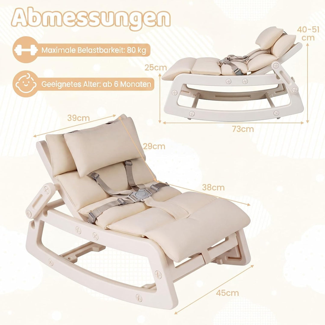 COSTWAY 2 in 1 Babywippe, Baby Schaukelstuhl mit verstellbarer Rücklehne, waschbarem Kissen &amp; Sicher